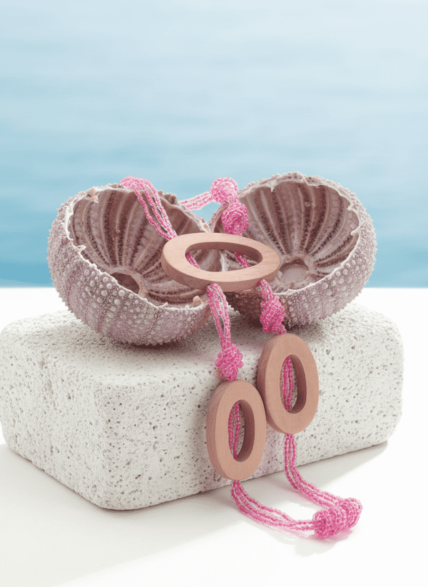 Collana Lunga Fucsia con Ciondolo in Legno - immagine 3
