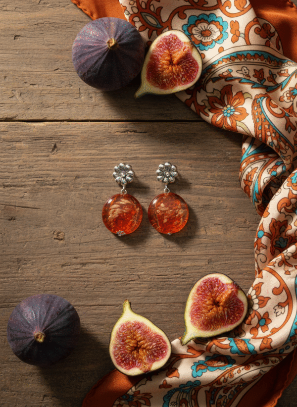 Orecchini in Vetro di Murano Arancione e Oro - immagine 3