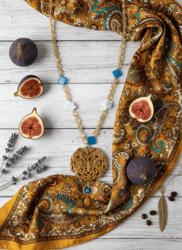 Collana "Sole e Mare" con Citrino e Agata Azzurra - immagine 3