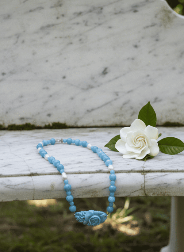 Collana in Agata Azzurrite e Perle Barocche - immagine 4