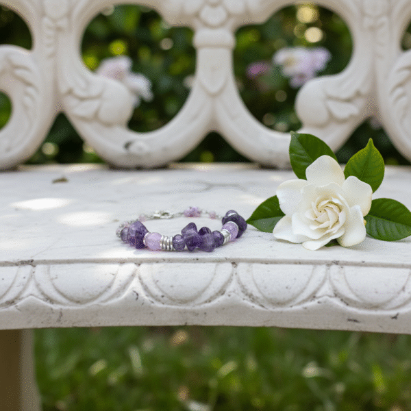 Bracciale Donna in Pietre Naturali Onice Lavanda, Cristallo e Ametiste - immagine 5