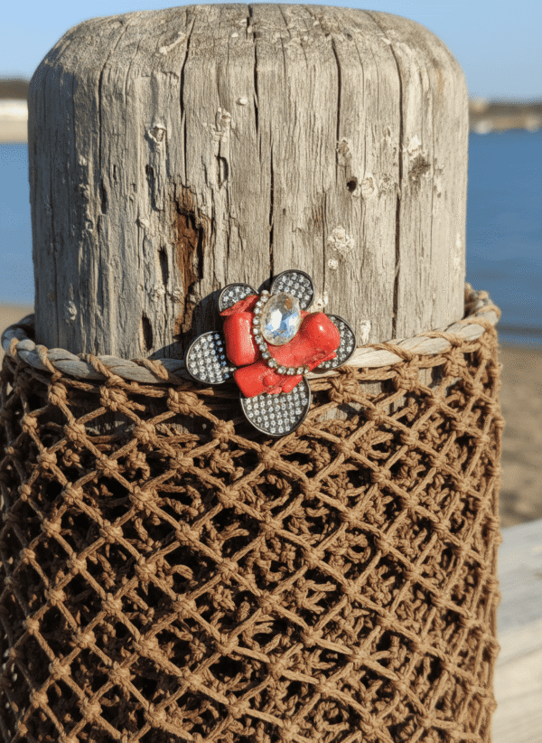Anello Fiore di Corallo e Cristalli - immagine 3