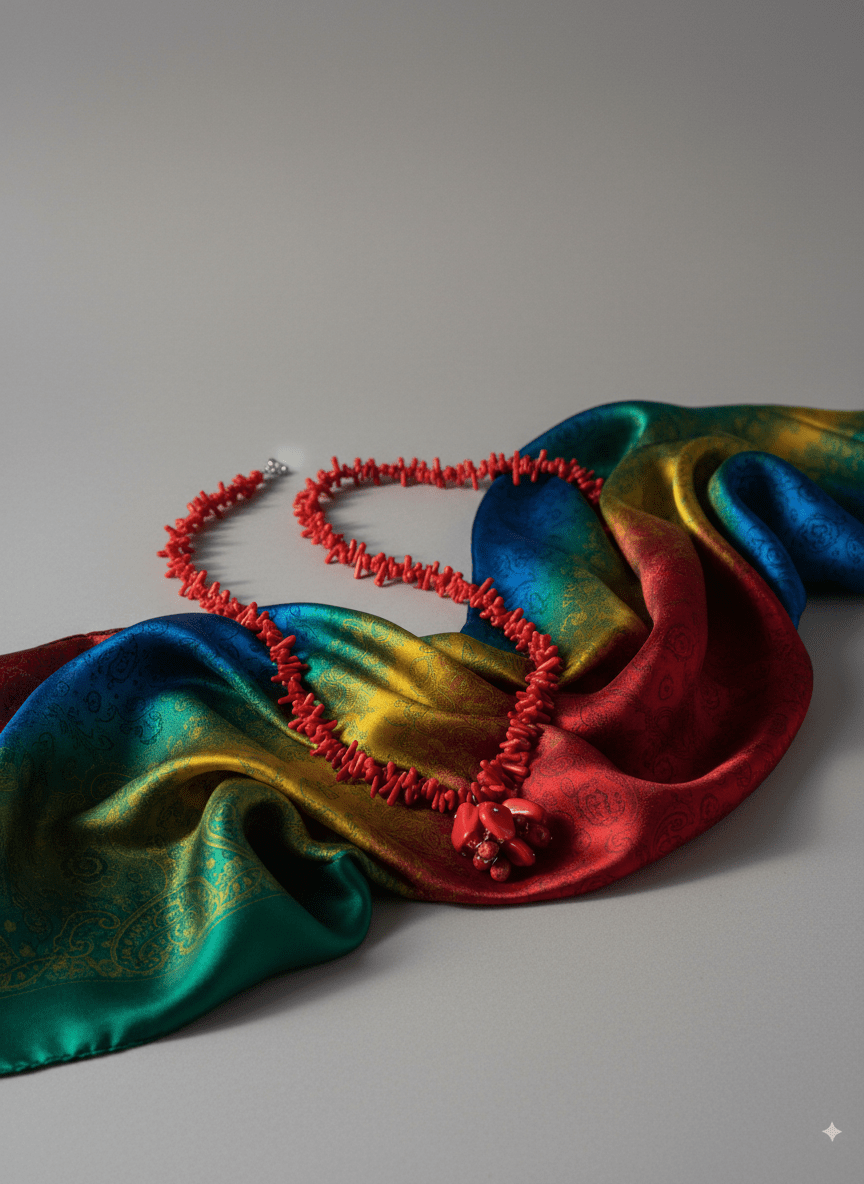 Collana in Corallo Rosso con Ciondolo a Grappolo - immagine 3