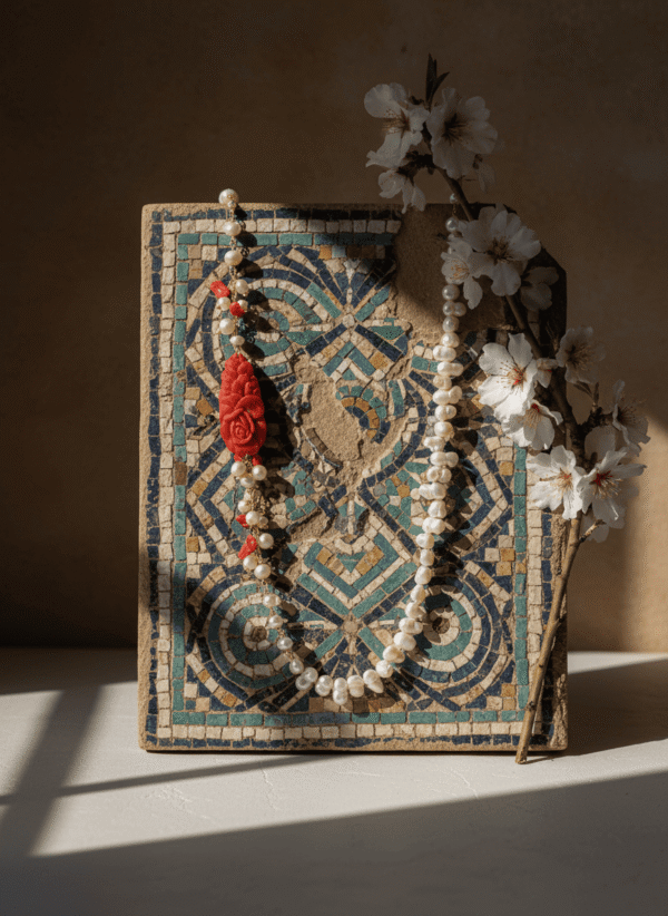 Collana di Perle Barocche con Ciondolo Corallo - immagine 3
