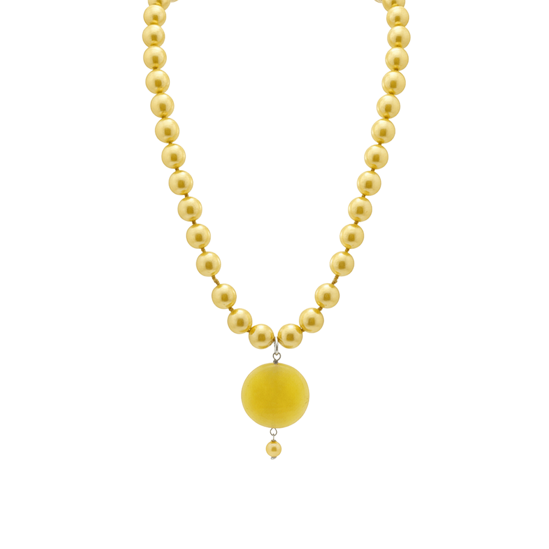 Collana Sole d'Oro con Perle Gialle e Agata