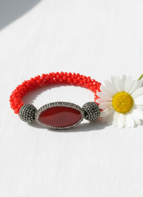 Bracciale Scintilla Rossa con Agata e Zirconi - immagine 4
