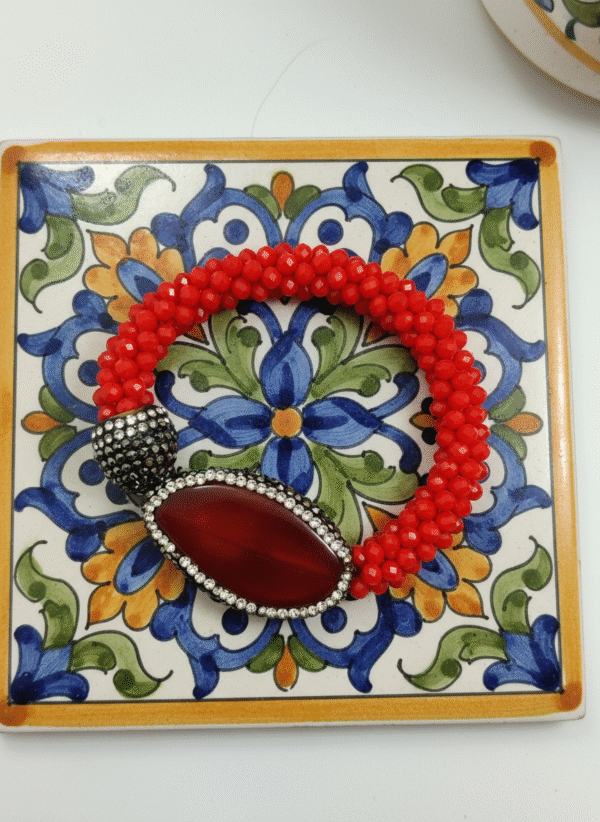 Bracciale Scintilla Rossa con Agata e Zirconi - immagine 5