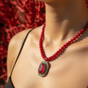Collana Cuore di Rubino con Zirconi