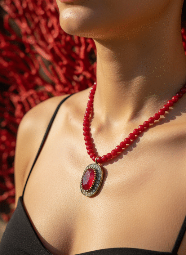 Collana Cuore di Rubino con Zirconi - immagine 2