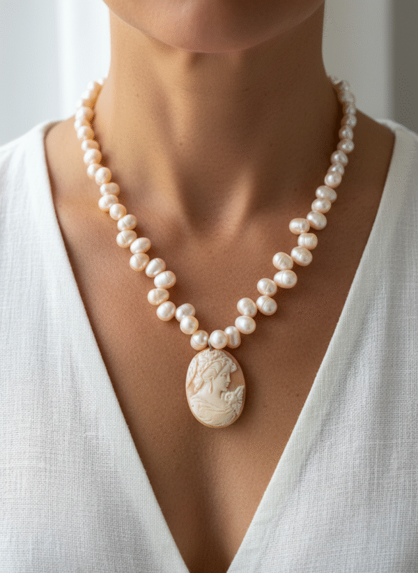 Collana Regina con Perle Barocche e Cammeo - immagine 3