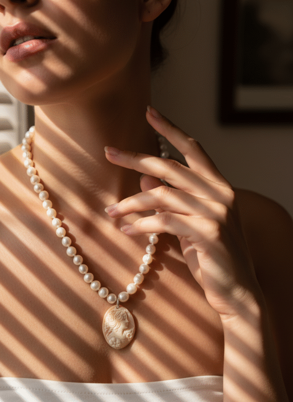 Collana Imperiale con Perle di Fiume e Cammeo - immagine 4