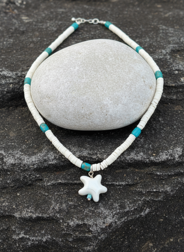 Collana Stella Marina in Onice Bianco e Turchese - immagine 2