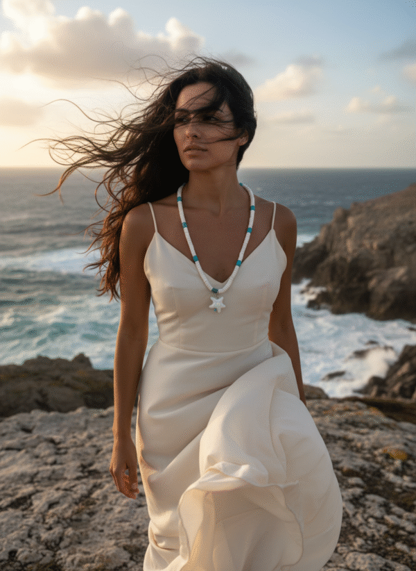 Collana Stella Marina in Onice Bianco e Turchese - immagine 3