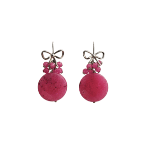 Orecchini Bon Bon in Quarzo Fucsia con Fiocco in Argento