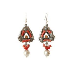 Orecchini Etnici in Corallo Rosso, Zama e Madreperla