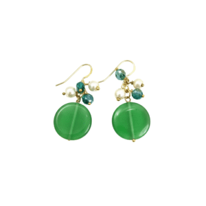 Orecchini in Agata Verde Smeraldo, Cristalli e Perle