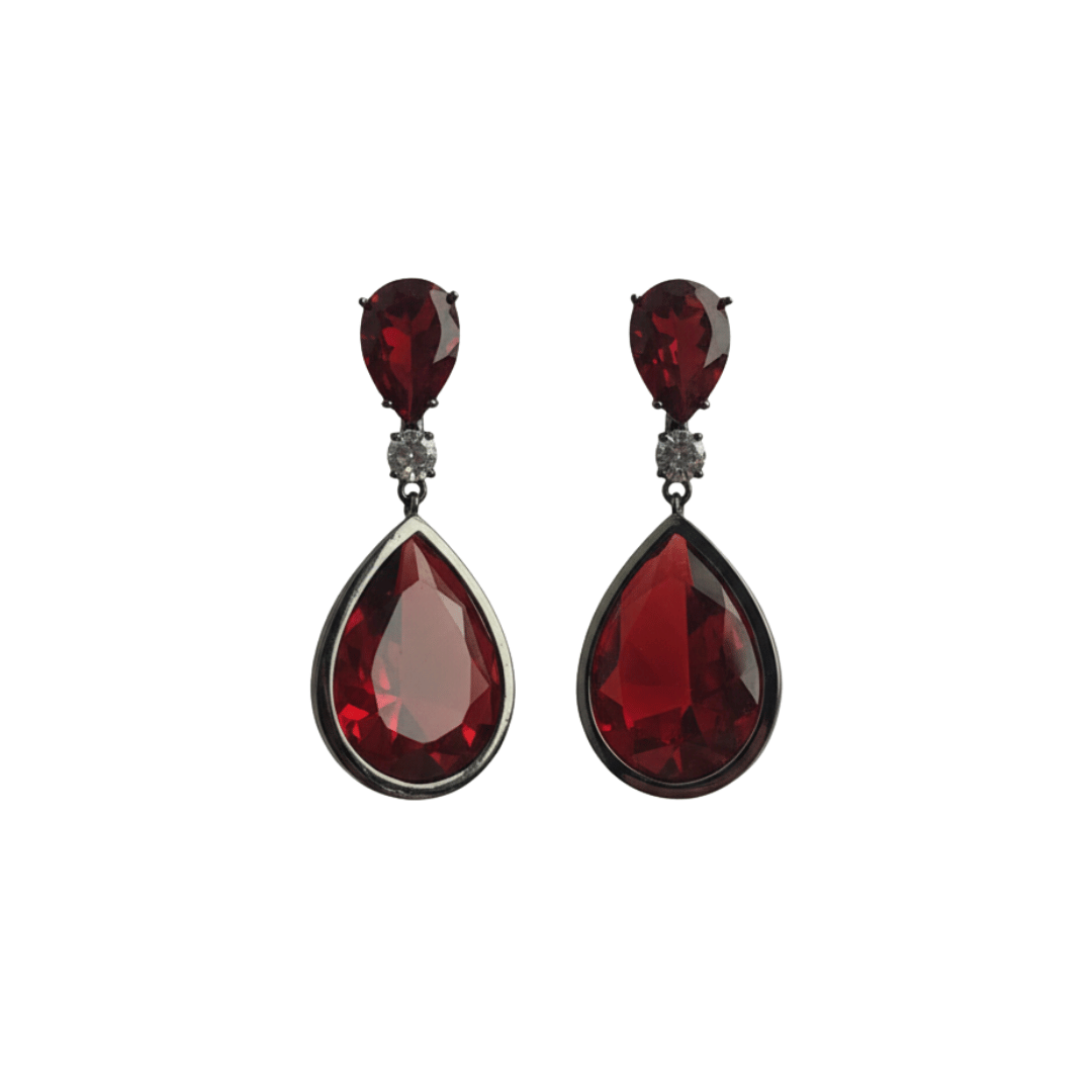 Orecchini Pendenti in Cristallo Rosso Rubino