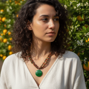 Collana Foresta Incantata con Ciondolo in Agata Verde