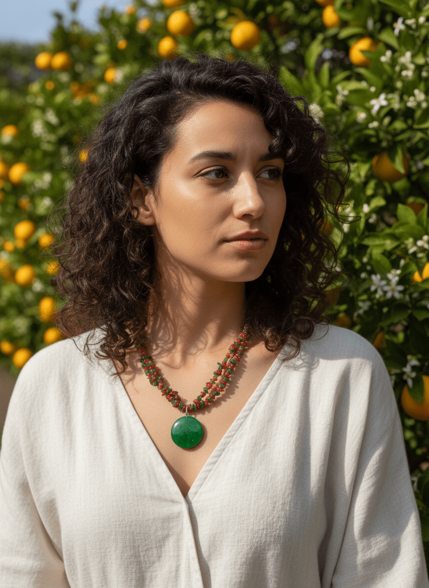 Collana Foresta Incantata con Ciondolo in Agata Verde - immagine 2