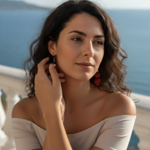 Orecchini in Agata Rossa e Perle di Fiume