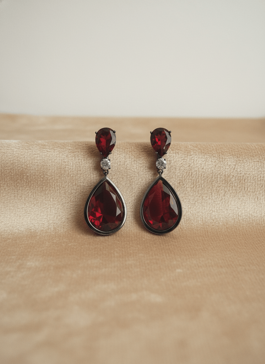 Orecchini Pendenti in Cristallo Rosso Rubino - immagine 5