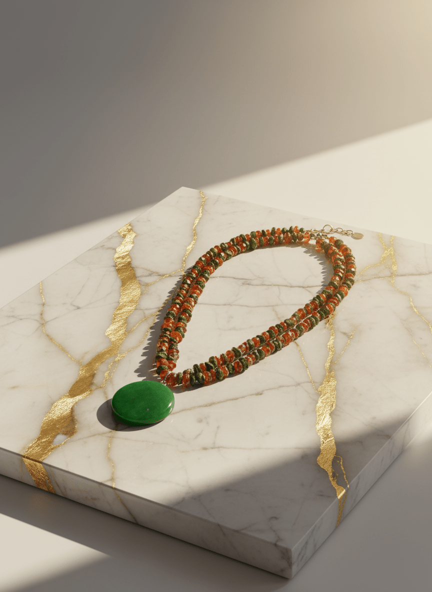Collana Foresta Incantata con Ciondolo in Agata Verde - immagine 5
