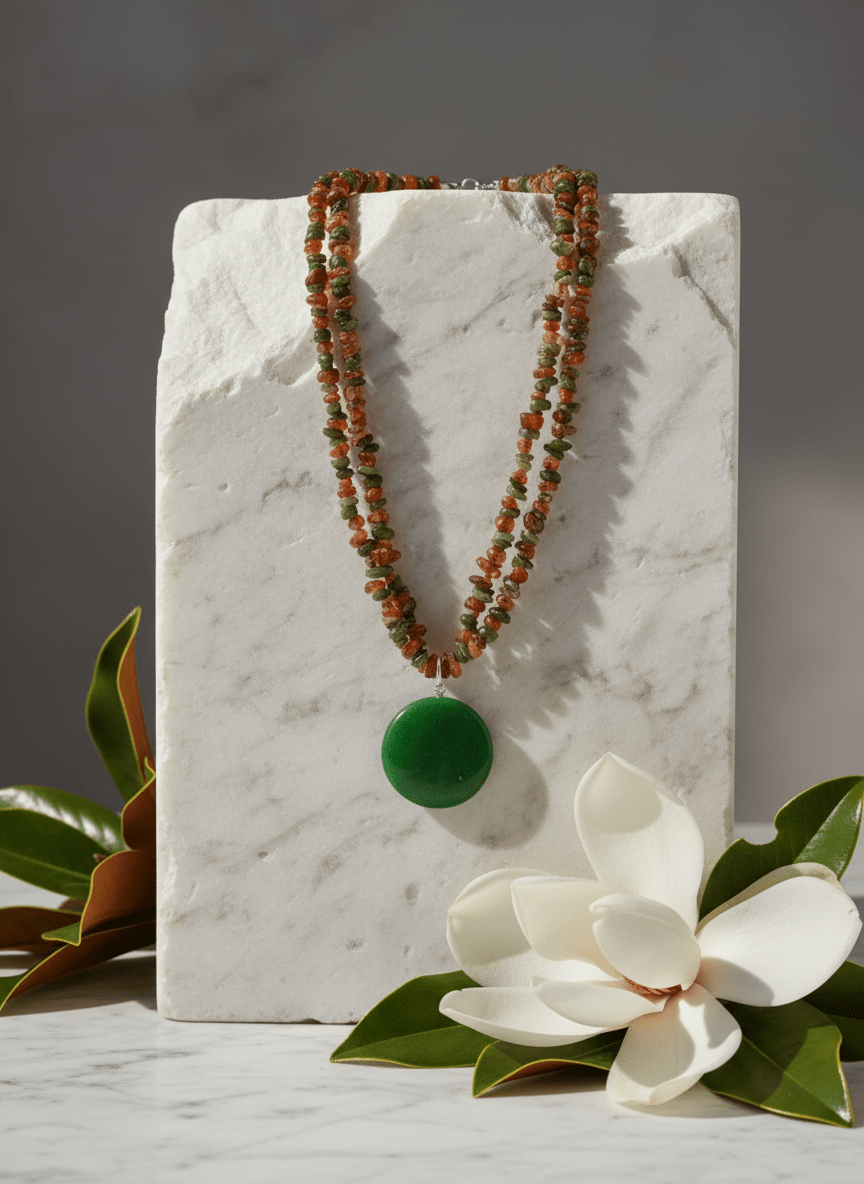 Collana Foresta Incantata con Ciondolo in Agata Verde - immagine 6