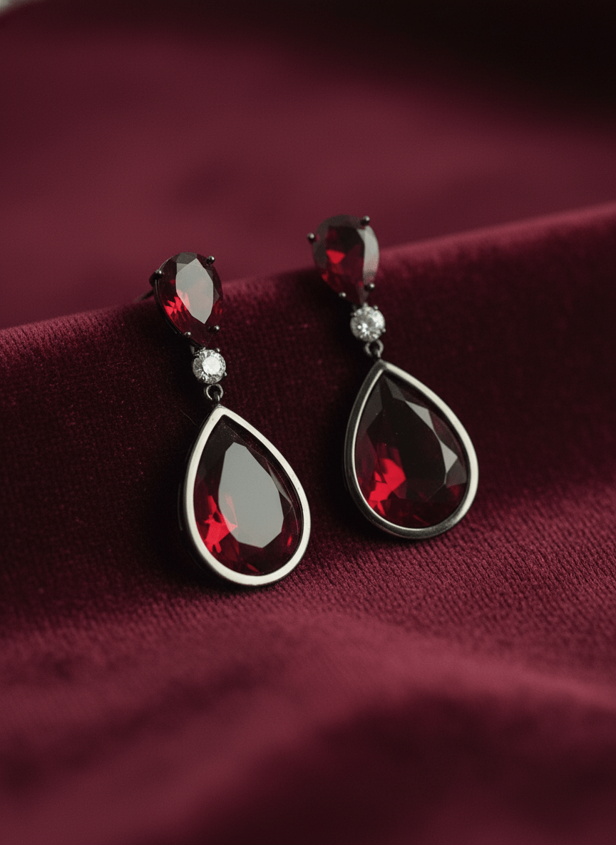 Orecchini Pendenti in Cristallo Rosso Rubino - immagine 2