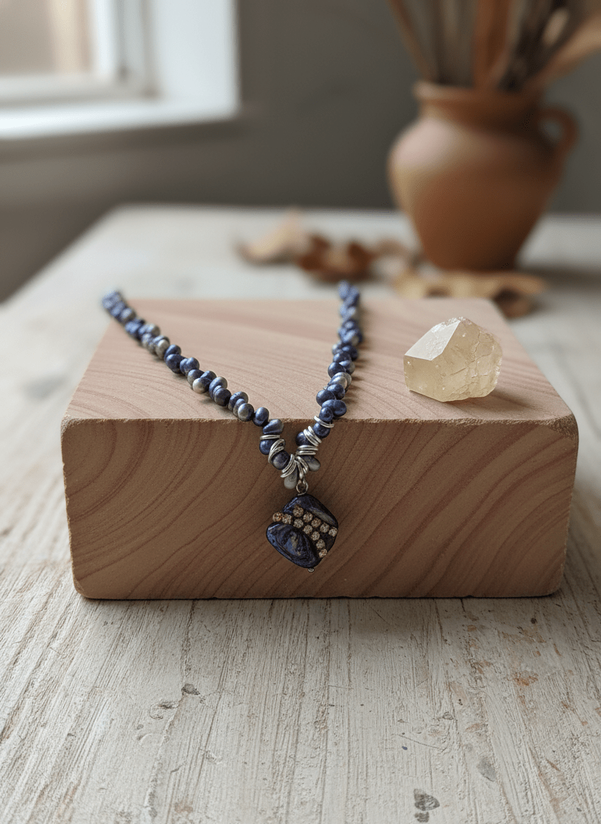 Collana Notte Stellata in Perle Blu e Madreperla - immagine 4