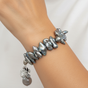 Bracciale Crepuscolo di Perle Grigie e Agata