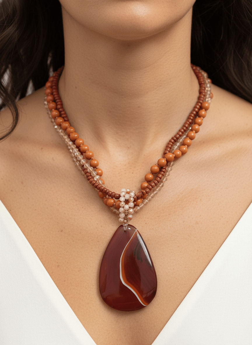 Collana Etnica con Agata Safari - immagine 2