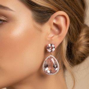 Orecchini Aurora Rosa con Cristallo e Zirconi