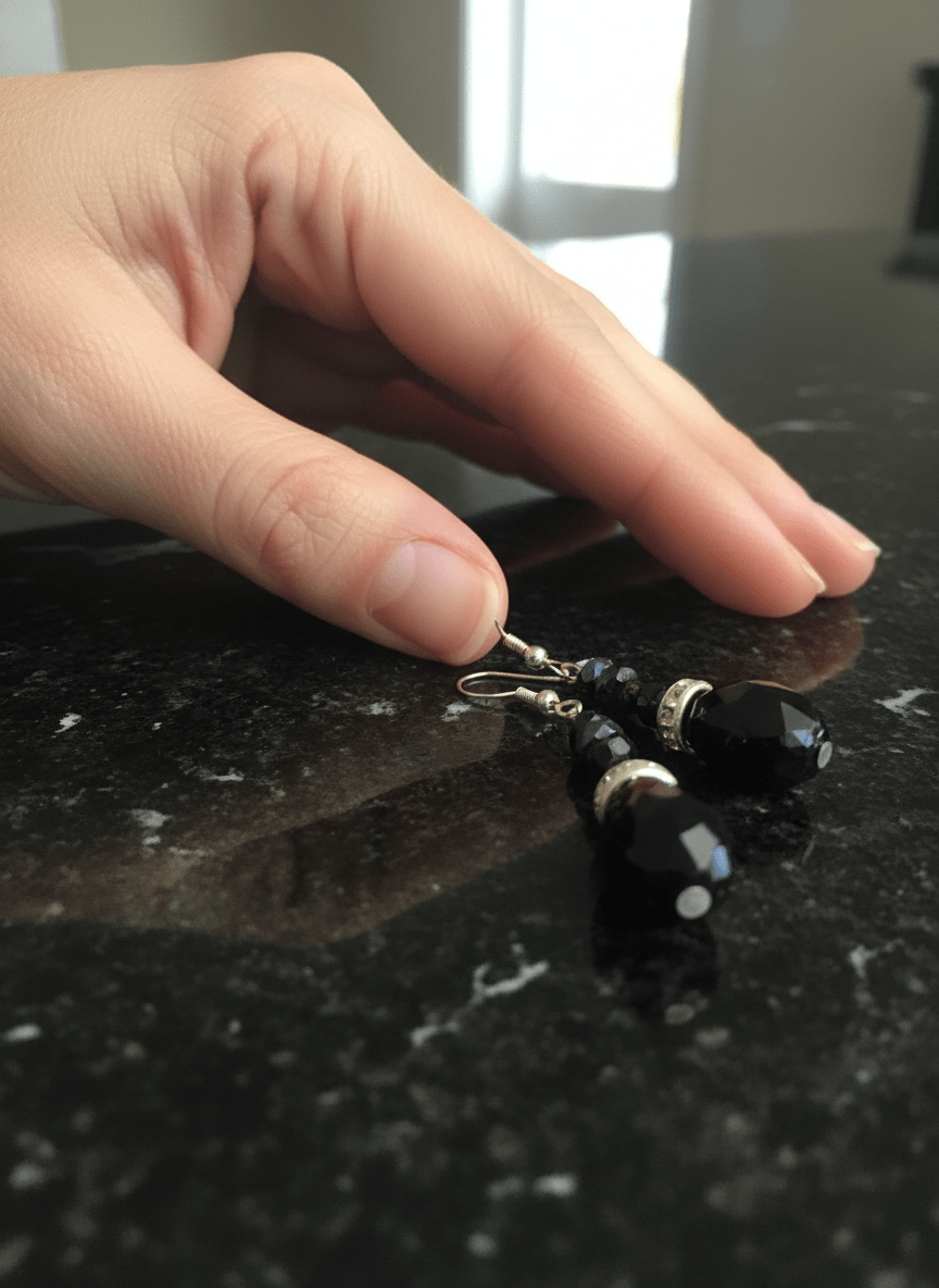 Orecchini Asimmetrici in Vetro di Murano e Cristalli Neri - immagine 4