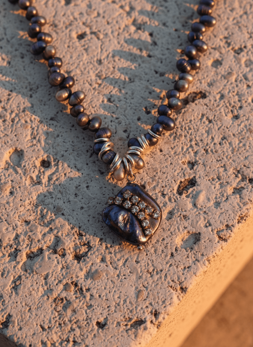 Collana Notte Stellata in Perle Blu e Madreperla - immagine 5