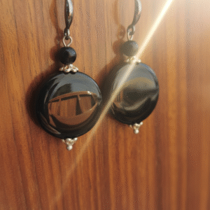 Orecchini a Disco in Onice Nero