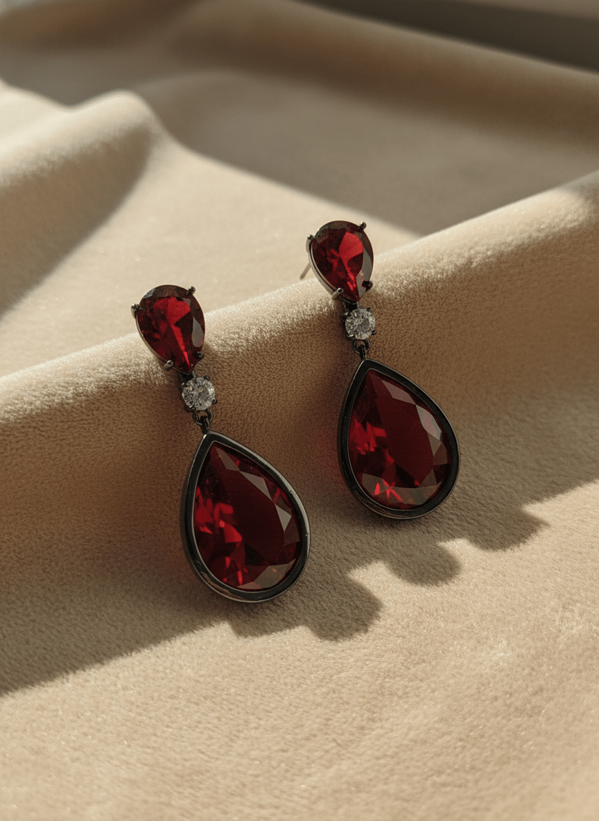 Orecchini Pendenti in Cristallo Rosso Rubino - immagine 6