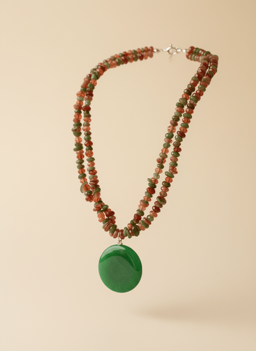 Collana Foresta Incantata con Ciondolo in Agata Verde - immagine 4