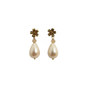 Orecchini Chandelier Vintage con Cristalli, Perle e Rose