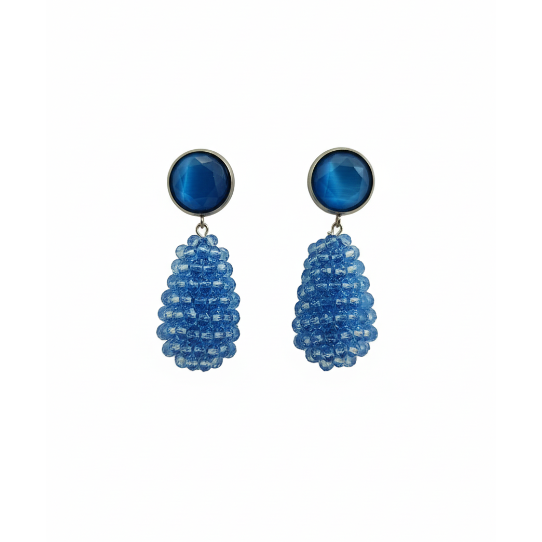 Orecchini a Goccia in Cristallo Sfaccettato Azzurro