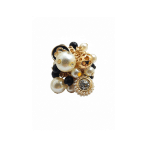 Anello Statement a Grappolo con Perle, Onice e Cristalli