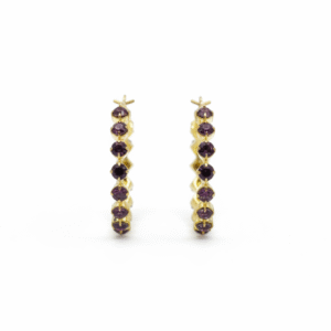 Orecchini a Cerchio Dorati con Cristalli Viola