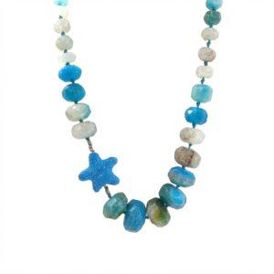 Collana in Pietre Naturali Agata con Stella Marina Blu
