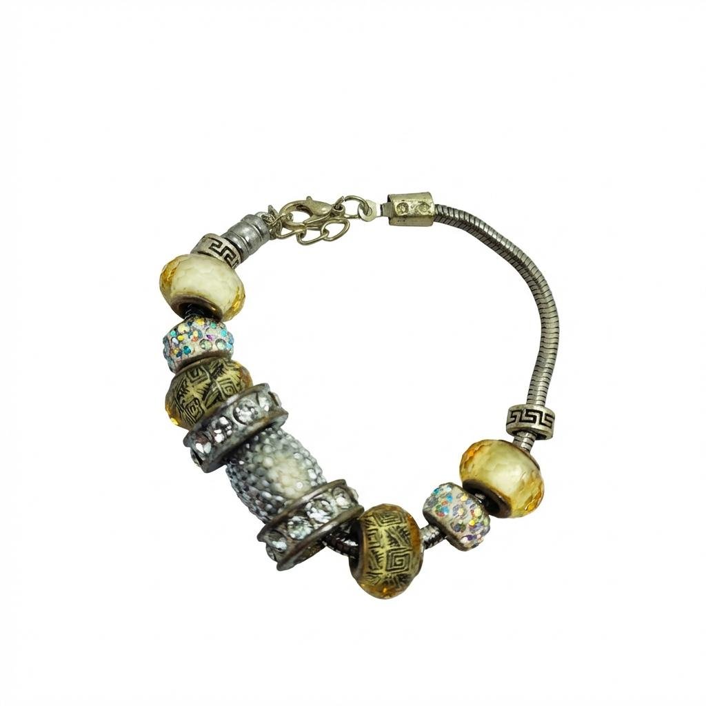 Bracciale Fantasy con Charms Gialli e Zirconi