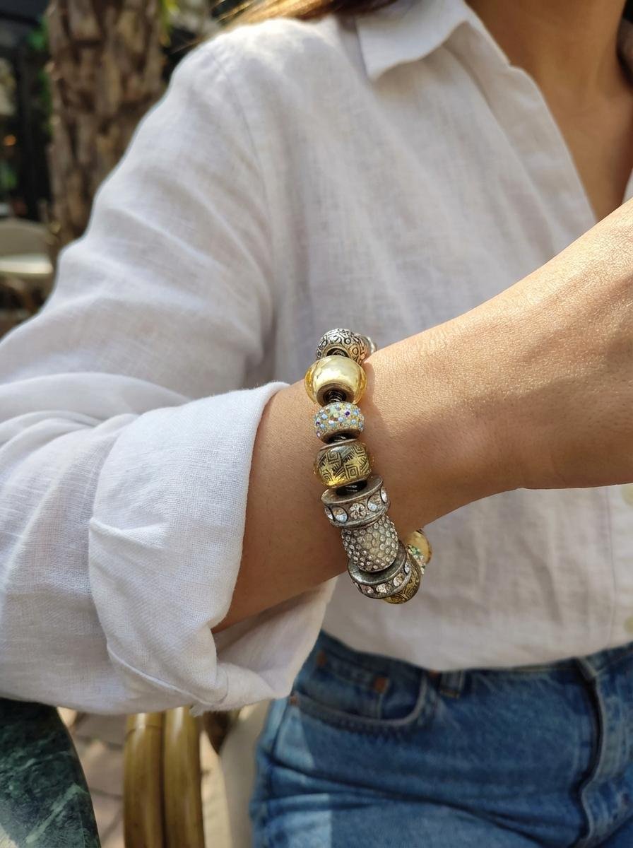 Bracciale Fantasy con Charms Gialli e Zirconi - immagine 3