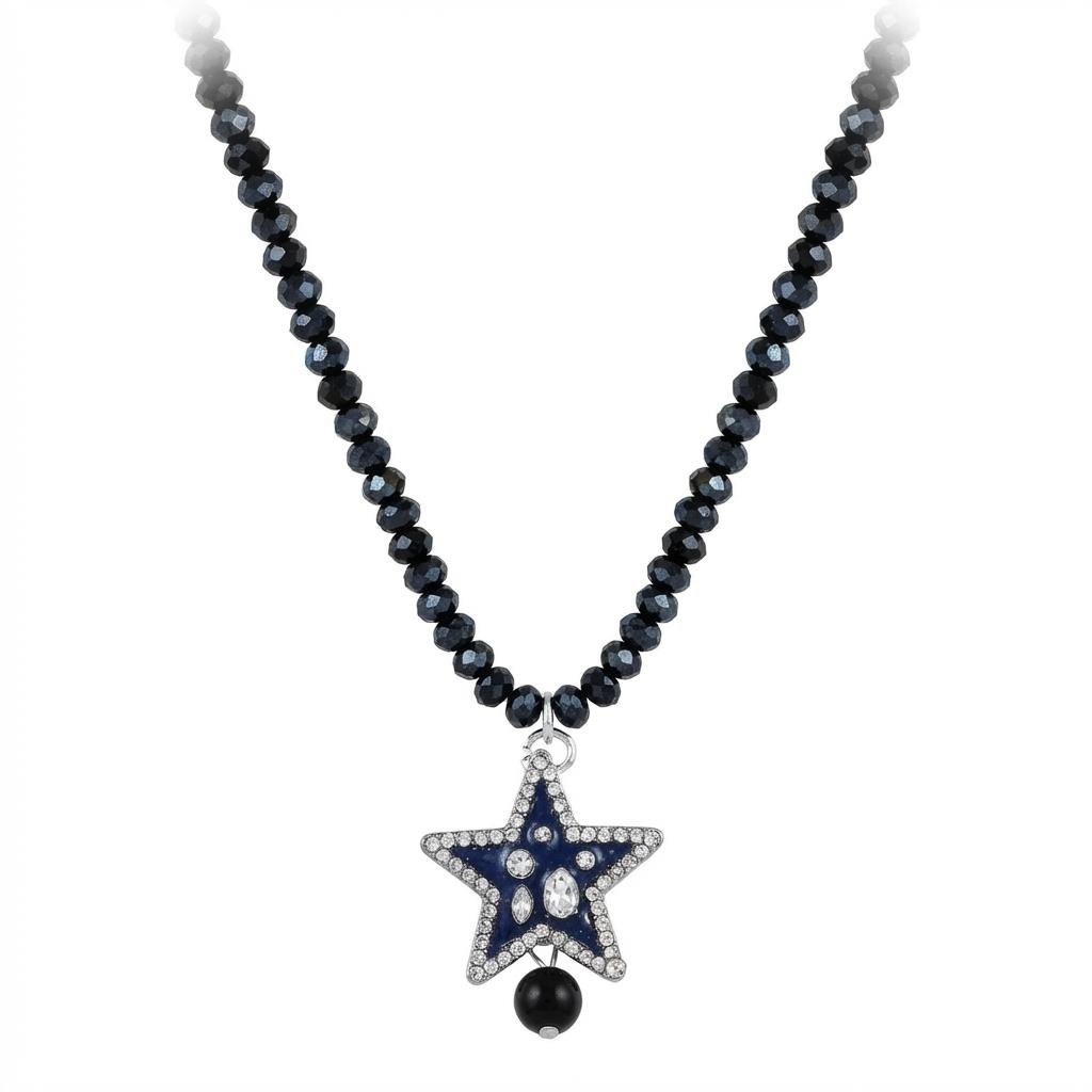 Collana Girocollo in Cristalli Neri con Stella Smaltata