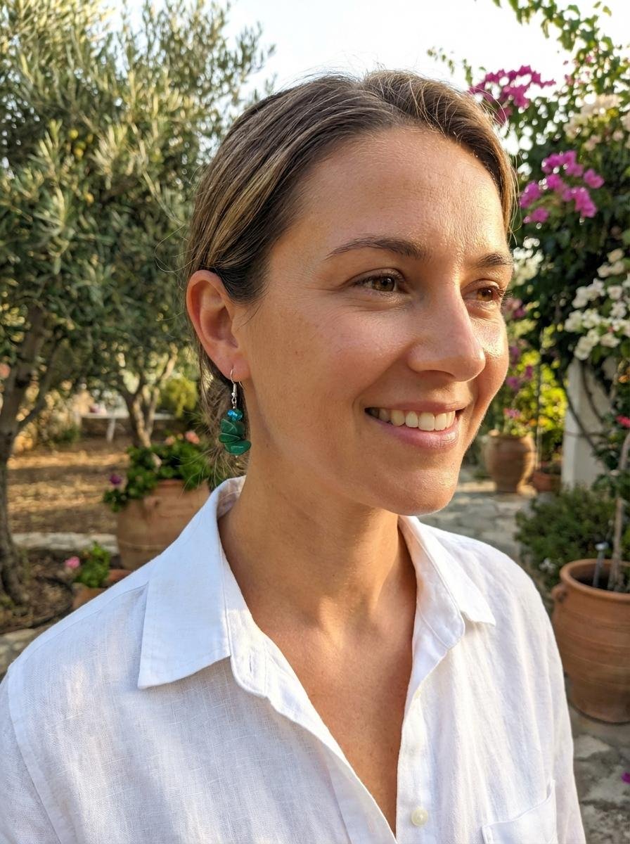 Orecchini Pendenti in Agata Verde e Cristalli Luminosi - immagine 3