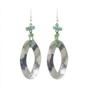 Orecchini Pendenti in Turchese e Zama con Cristalli Verdi