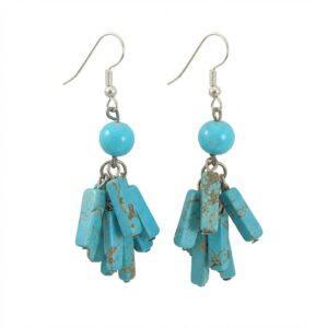 Orecchini Pendenti in Turchese a Cascata con Monachella in Argento